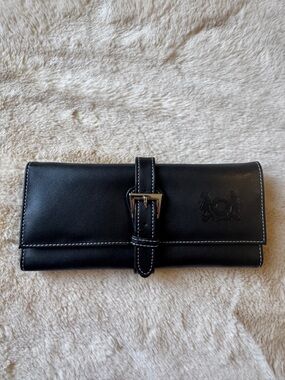 Trollbeads black leather jewelry travel pouch. New in plastic.